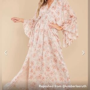 Red Dress BRING ME FLOWERS BLUSH FLORAL PRINT MAXI DRESS